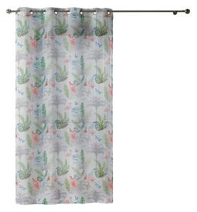 Záclona s exotickými kvetmi Paradizio – biela 140x240cm