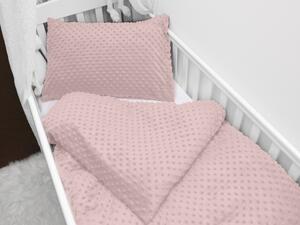 Biante Detské posteľné obliečky do postieľky Minky 3D bodky MKP-032 Púdrovo ružové Do postieľky 90x140 a 40x60 cm