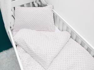 Biante Detské posteľné obliečky do postieľky Minky 3D bodky MKP-025 Svetlo sivé Do postieľky 100x135 a 40x60 cm