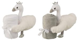 Biela labuť so striebornou korunkou držiaca deku v dvoch farebných prevedeniach 28 x 18 x 30 cm 37721
