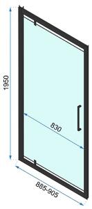 Rea Rapid Swing, 1-krídlové sprchové dvere 900x1950 mm, 6mm číre sklo, zlatý lesklý profil, REA-K5618