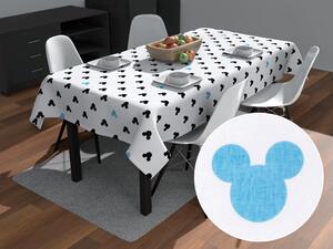 Biante Detský bavlnený obdĺžnikový obrus Sandra SA-079 Čierne a modré myšky Mickey 80x120 cm