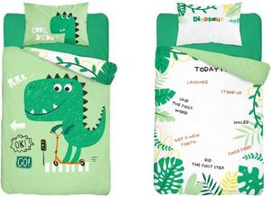 Bambusové detské obliečky s krásnou potlačou dinosaura Zelená
