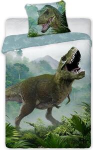 Bavlnené obojstranné posteľné obliečky s dinosaurom Zelená