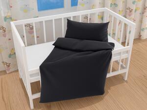 Biante Detské saténové posteľné obliečky do postieľky ST-006 Čierne Do postieľky 90x140 a 40x60 cm