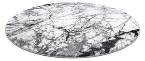 Moderný okrúhly COZY 8871, Marble, Mramor - Štrukturálny, dve vrstvy rúna sivá