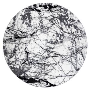Moderný okrúhly COZY 8871, Marble, Mramor - Štrukturálny, dve vrstvy rúna sivá