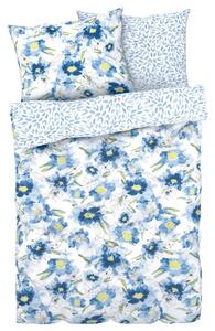 LIVARNO home Posteľná bielizeň z bavlny Renforcé, 200 x 220 cm, 70 x 90 cm (kvety/modrá/biela) (100350316)