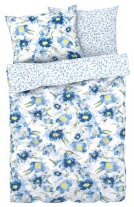 LIVARNO HOME Posteľná bielizeň z bavlny Renforcé, 200 x 220 cm, 70 x 90 cm (kvety/modrá/biela) (100350316)