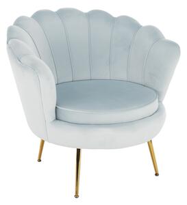 TEMPO Kreslo v štýle Art-deco, šedomodrá Velvet látka/gold chróm-zlatý, NOBLIN
