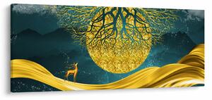 Obraz - Abstrakcia, Zlatá krajina (120x50 cm)