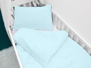 Biante Detské posteľné obliečky do postieľky Minky 3D bodky MKP-013 Ľadové modré Do postieľky 90x120 a 40x60 cm