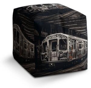 Sablio Taburet Cube Mestské metro s graffiti - 40x40x40 cm