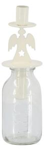 Krémový antik svietnik anjel s pohárom na úzku sviečku - Ø 5*17 cm / 100ml - Chic Antique