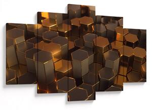 Obraz - Bronzové hexagóny (150x105 cm)