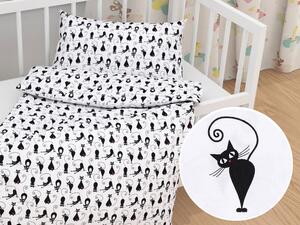 Biante Detské bavlnené posteľné obliečky do postieľky Sandra SA-019 Čierne mačky Do postieľky 90x130 a 40x60 cm