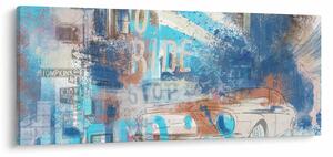 Obraz - Zrodený na jazdu, modré tóny (120x50 cm)