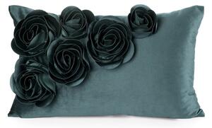 Dekorstudio Zamatová dekoračná obliečka na vankúš FLORES 1 30x50cm - tmavomätová
