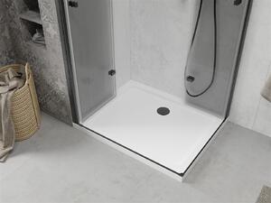 Mexen Lima Duo, sprchovací kút s 2-krídlovými skladacími dverami 80 (dvere) x 70 (dvere) cm, 6mm číre sklo, čierny profil + slim sprchová vanička 5cm biela s čiernym sifónom, 856-080-070-70-02-4010B