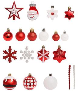 Tutumi - Sada vianočných ozdôb - červená/biela - 78 ks