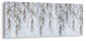 Obraz - Vŕbové vetvičky v modrom pozadí (120x50 cm)