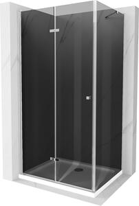 Mexen Lima, sprchový kút so skladacími dverami 80 (dvere) x 70 (stena) cm, 6mm šedé sklo, chrómový profil + slim sprchová vanička biela + chrómový sifón, 856-080-070-01-40-4010