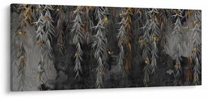 Obraz - Vŕbové vetvičky v čiernom pozadí (120x50 cm)