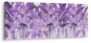 Obraz - Fialové listy v omietke (120x50 cm)