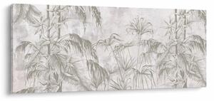 Obraz - Tropické rastliny na stene v šedej (120x50 cm)