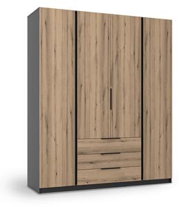 Šatníková skriňa Kaja 4F 3S 200x239x62 - čierna/dub