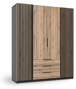 Šatníková skriňa Kaja 2LAM 2F 3S 200x239x62 - čierna/dub