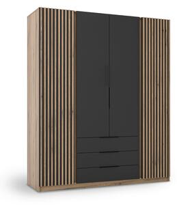 Šatníková skriňa Kaja 2LAM 2F 3S 200x239x62 - dub/čierna