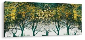 Obraz - Jelene v zelenom lese (120x50 cm)