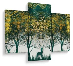 Obraz - Jelene v zelenom lese (90x60 cm)