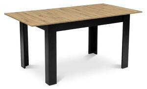 Rozkladací jedálenský stôl MADO 120/160x80 cm, čierna/dub artisan