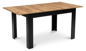 Rozkladací jedálenský stôl MADO 120/160x80 cm, čierna/dub craft
