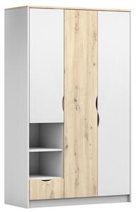 Šatníková skriňa Joy 3D 120x193x51 - biela/dub artisan