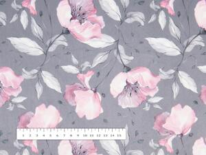 Biante Zamatový štvorcový obrus Tamara TMR-013 Ružové kvety na sivom 40x40 cm