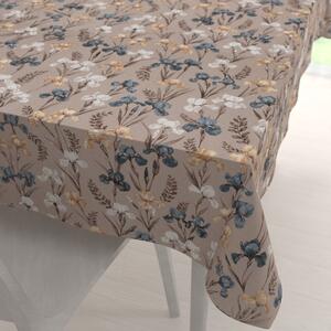 Biante Bavlnený obdĺžnikový obrus Sandra SA-637 Modro-béžovo-biele kosatce na sivobéžovom 50x100 cm