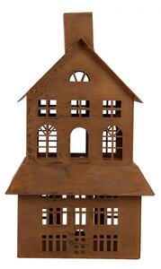 Hrdzavý svietnik v tvare domčeka Rustic Charm - 16*10*31 cm - Clayre & Eef