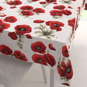 Biante Bavlnený obdĺžnikový obrus Sandra SA-632 Vlčie maky na bielom 50x100 cm