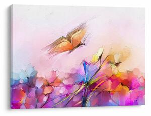 Obraz - Motýľ nad kvetinou, abstrakcia (70x50 cm)