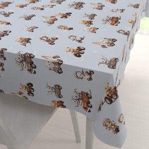 Biante Detský bavlnený obdĺžnikový obrus Sandra SA-629 Zvieratká v autách na modrom 50x100 cm