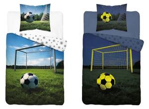 Bavlnené posteľné obliečky svietiace v tme - motív futbalovej lopty 2 časti: 1ks 160x200 + 1ks 70x80