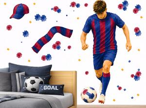 Nalepte.cz Futbalista FC Barcelona úpravy na prianie textilní prelepiteľná nálepka na stenu arch 37 x 75 cm
