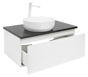 Kúpeľňová skrinka s umývadlom a kamennou krycí doskou SAT B-Way 79x30x45 cm biely lesk BWAY80WTKUB
