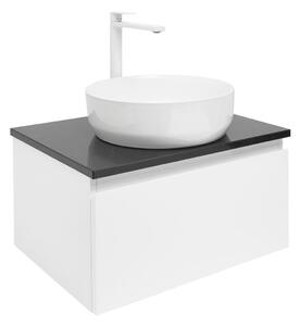 Kúpeľňová skrinka s umývadlom a kamennou krycí doskou SAT B-Way 59x30x45 cm biely lesk BWAY60WTKUB