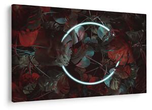 Obraz - Neónový kruh medzi palmami (90x60 cm)