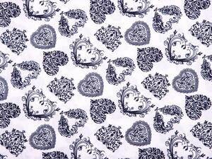 Bavlnená látka/plátno Sandra SA-167 Temne modré srdcia na bielom - šírka 140 cm