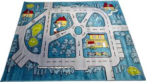 HU Modrý detský koberec Kids Cesta Ihrisko 304 Blue Rozmer: 60x100 cm
